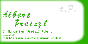 albert preiszl business card